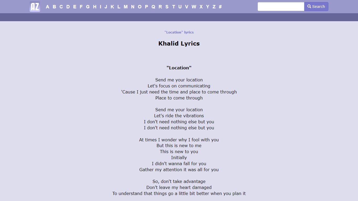 Khalid - Location Lyrics | AZLyrics.com